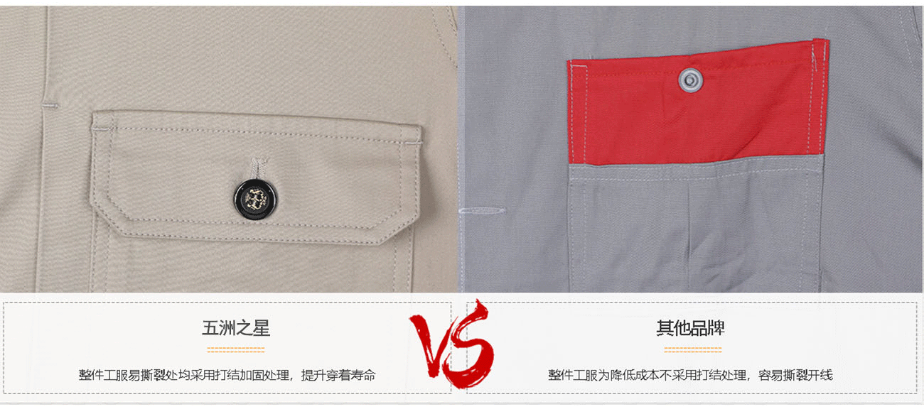 防靜電工作服套裝輔料對比-五洲之星