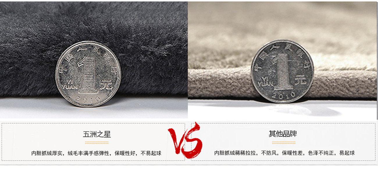 藍色外套沖鋒衣內膽抓絨厚實，絨毛豐滿彈性好，保暖性好，不起球