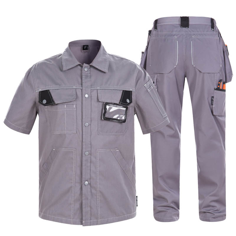 防撕裂牛仔短袖工作服定制款式圖片