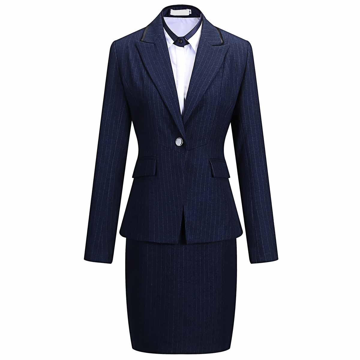 條紋一粒扣時尚女西服定制-條紋一粒扣時尚女西服款式圖片-五洲之星
